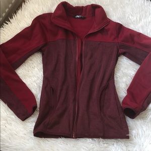 North Face women’s burgundy color block jacket
